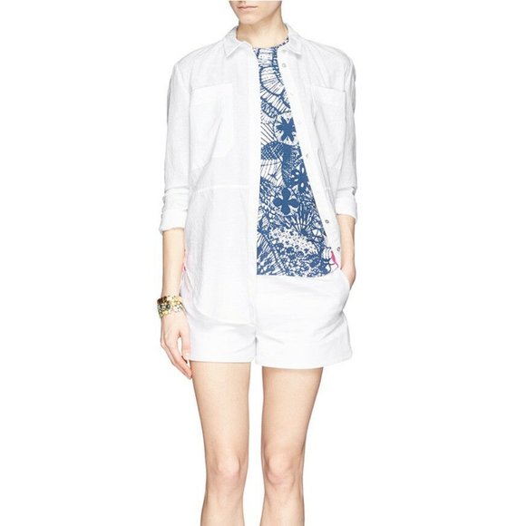 Tory Burch Women's Blue 'ariel' Baltic Sea Dream Catcher T-shirt Sweater Top - Picture 4 of 7